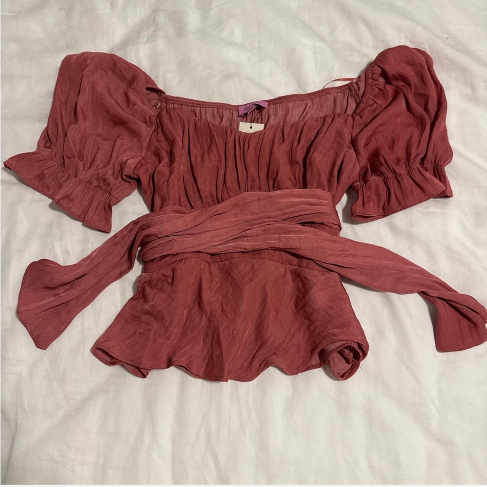 Women's Puff Sleeve Top in Dusty Rose